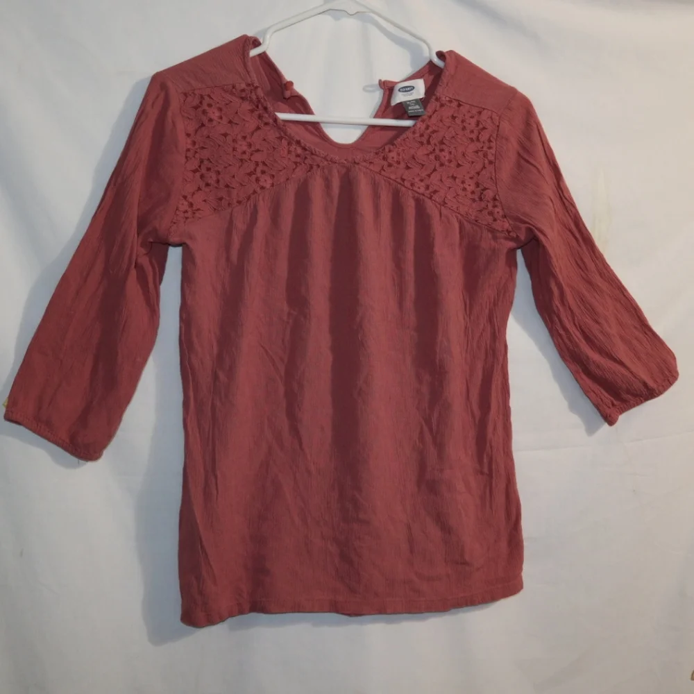 Old NAVY PINK TOP EMBROIRDERED GIRLS XL